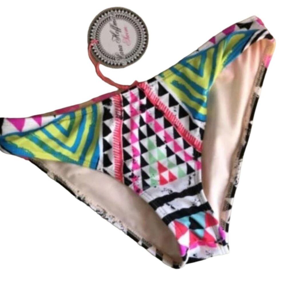 New Mara Hoffman Bikini Bottom XS Tribal Bright Geo‎ Print Hipster Aztec Boho